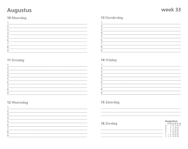Schoolagenda 2026-2027 Ryam docenten 7dagen/2pagina's zwart