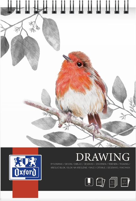Tekenblok Oxford Drawing A3 30 vel 160 gram spiraal Tekenblok Oxford Drawing A3 30 vel 160 gram spiraal