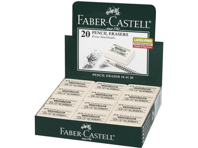 pencil erasers, erasers, Faber-Castell, latex-free, box of erasers