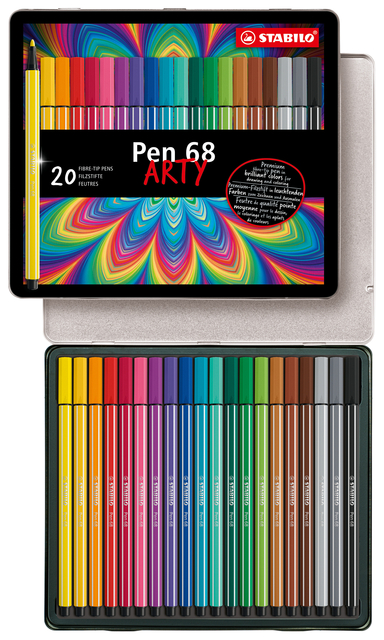 Viltstift STABILO Pen 68/20 Arty medium assorti blik à 20 stuks