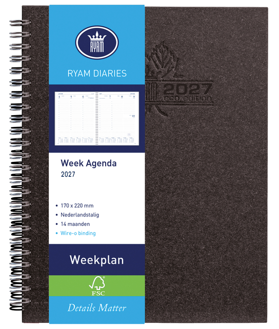 agenda, notitieblok, ringband, weekplanner, 260x?