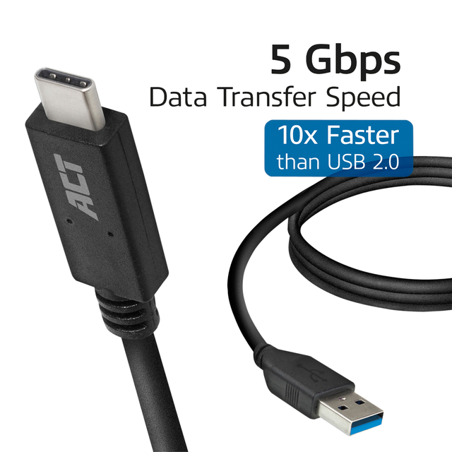 Kabel ACT USB A 3.2 naar USB-C 2 meter