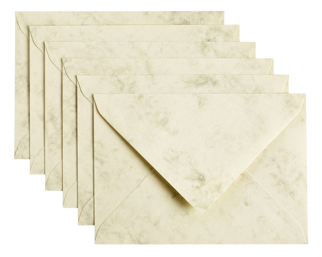 Envelop Papicolor C6 114x162mm marble ivoor pak à 6 stuks Envelop Papicolor C6 114x162mm marble ivoor pak à 6 stuks