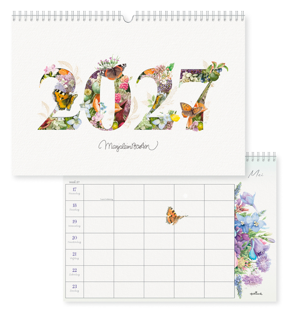 kalender, 2021, bloemen, vlinders, flora