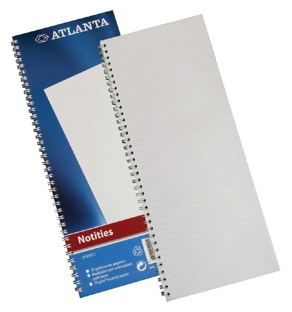Notitieboek Djois Atlanta enkelvoudig 330x135mm 100 bladzijdes blauw Notitieboek Djois Atlanta enkelvoudig 330x135mm 100 bladzijdes blauw