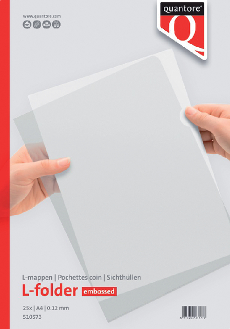 Insteekmap L-model Quantore A4 PP 0.12mm nerf 25 stuks Insteekmap L-model Quantore A4 PP 0.12mm nerf 25 stuks