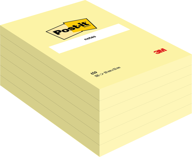 Memoblok Post-it 659 102x152mm geel Memoblok Post-it 659 102x152mm geel