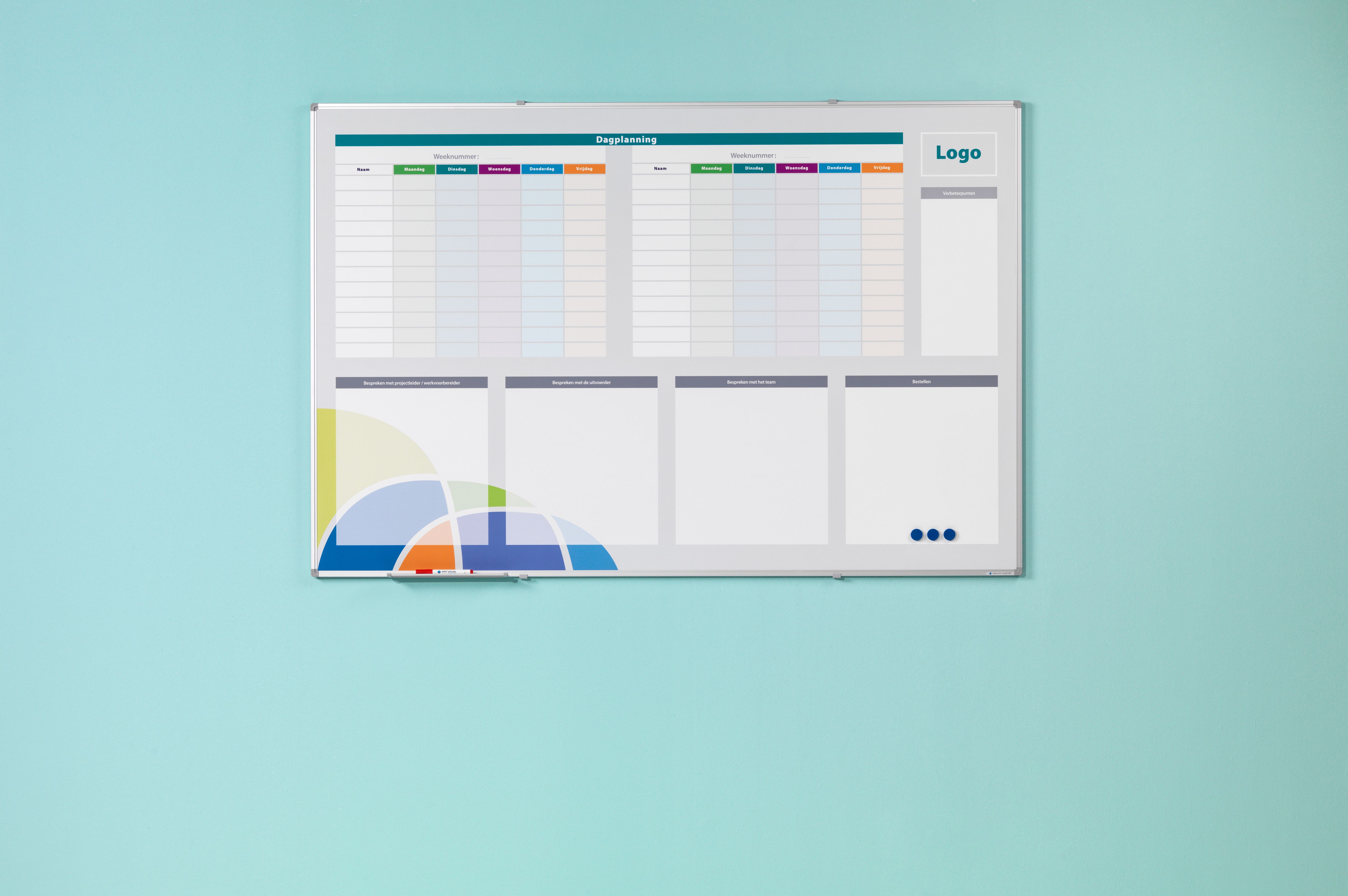 Bedrukt whitebord, Softline profiel 8mm - 100x200 cm