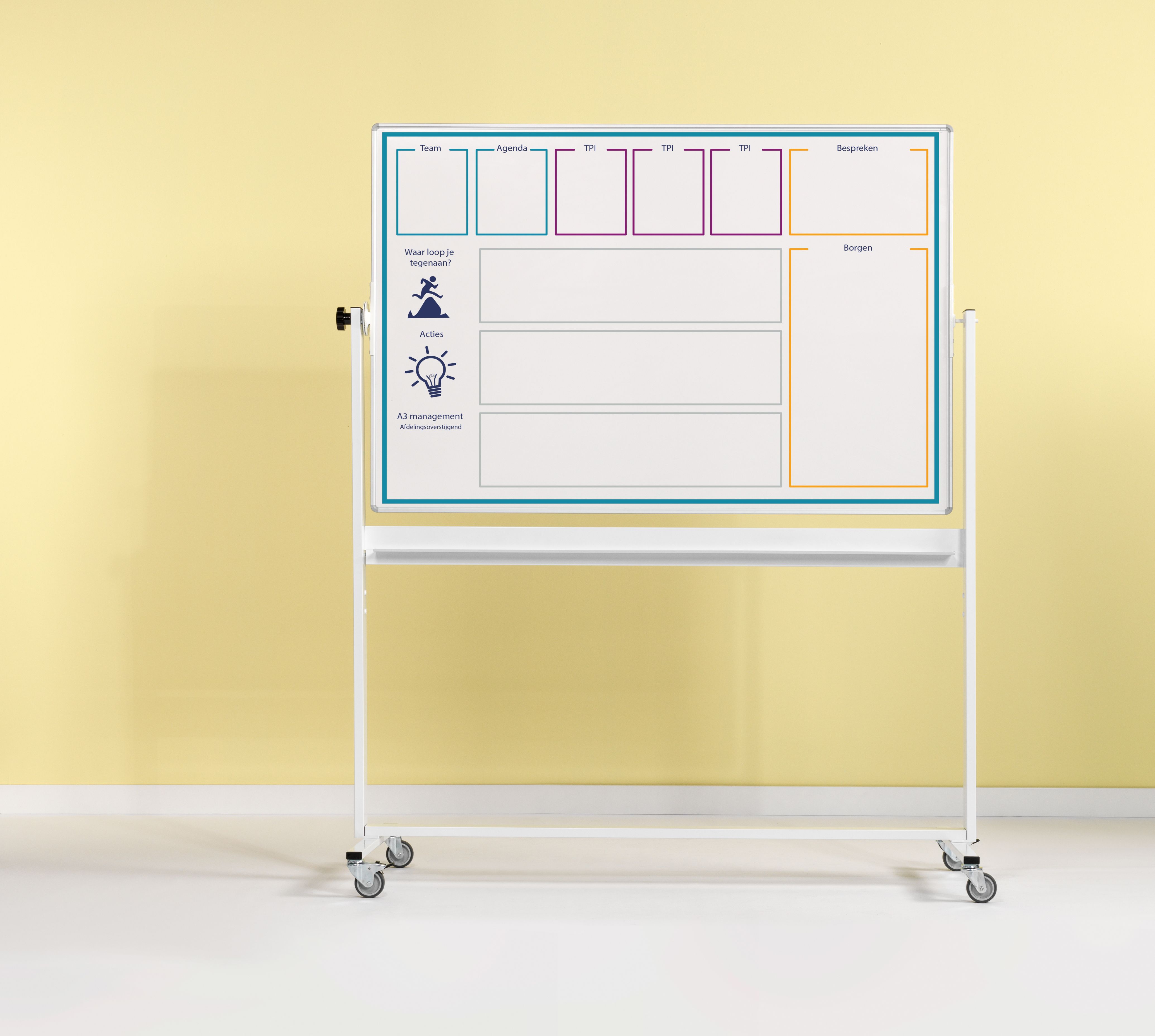 Kantelbord whiteboard, dubbelzijdig bedrukt - 100x200 cm
