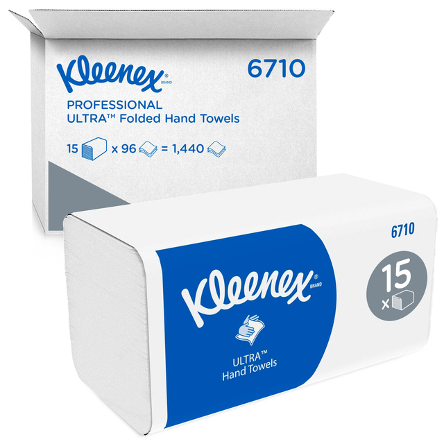 Handdoek Kleenex Ultra i-vouw 3-laags 215x318mm 15x96 vel wit 6710 Handdoek Kleenex Ultra i-vouw 3-laags 215x318mm 15x96 vel wit 6710