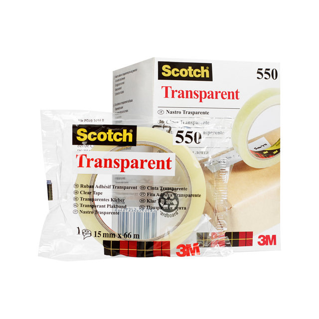 Plakband Scotch 550 15mmx66m transparant Plakband Scotch 550 15mmx66m transparant