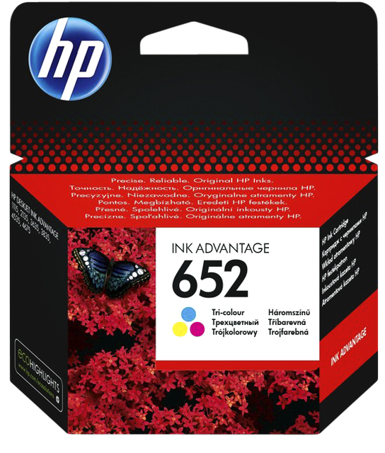 printerinktcartridge, HP 652, driekleurig, origineel HP, inktvoordeel