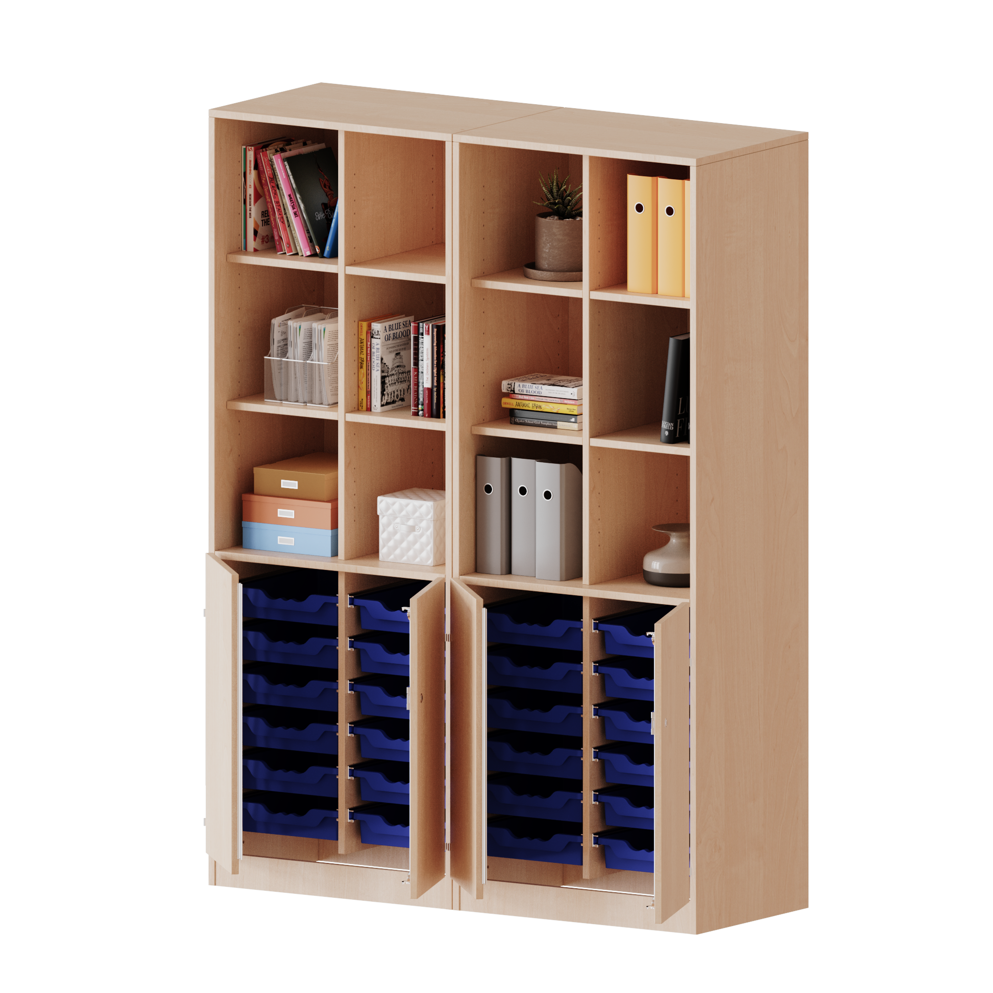 ErgoTray combikast, vier rijen, twee delen, 5 ordnerhoogtes - evo180 serie