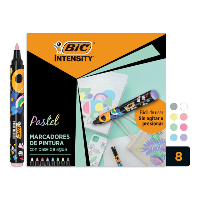 Paintmarker Bic Intensity pastel assorti 8 stuks Paintmarker Bic Intensity pastel assorti 8 stuks