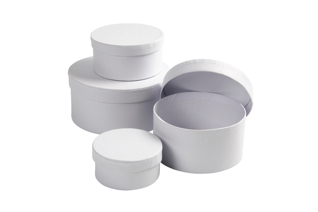 Doos Creativ Company rond 4 stuks Ø 8, 10, 12, 14cm, hoogte 4, 5, 6, 7cm wit Doos Creativ Company rond 4 stuks Ø 8, 10, 12, 14cm, hoogte 4, 5, 6, 7cm wit