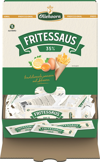 Fritessaus Oliehoorn 35% glutenvrij sachet 198x20ml Fritessaus Oliehoorn 35% glutenvrij sachet 198x20ml