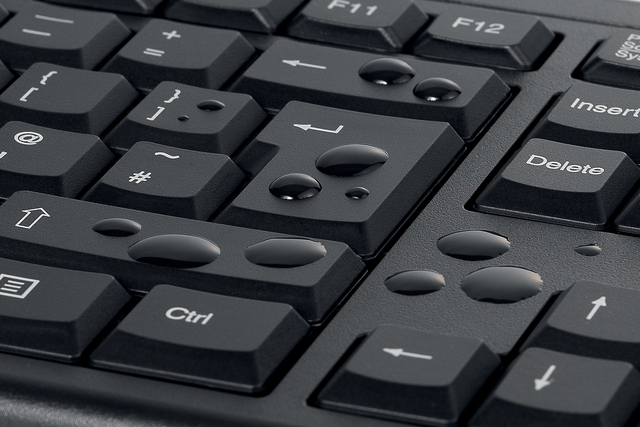 toetsenbord, zwart, waterdruppels, computertoetsen, functietoetsen
