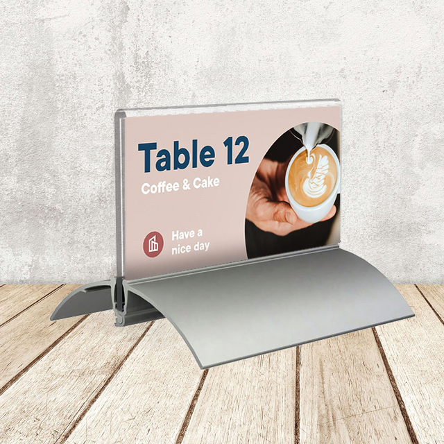 Tafelnaambord Europel 52x100mm acryl aluminium 2 stuks