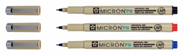 Fineliner Sakura pigma micron 0.4mm blister à 3 stuks assorti