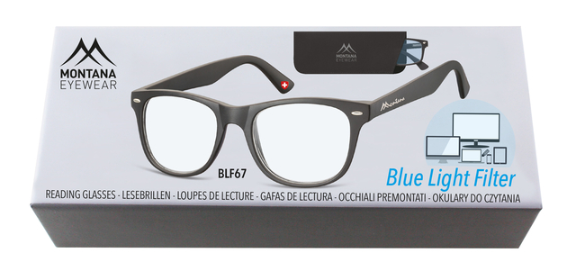 Leesbril Montana +2.50 dpt blue light filter zwart