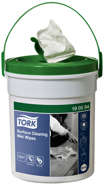 Reinigingsdoek Tork W15 Premium emmer 1-laags 58 vel wit 190594 Reinigingsdoek Tork W15 Premium emmer 1-laags 58 vel wit 190594