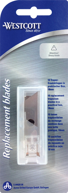 Reservemessen Westcott 18mm voor E-84019 10 stuks Reservemessen Westcott 18mm voor E-84019 10 stuks