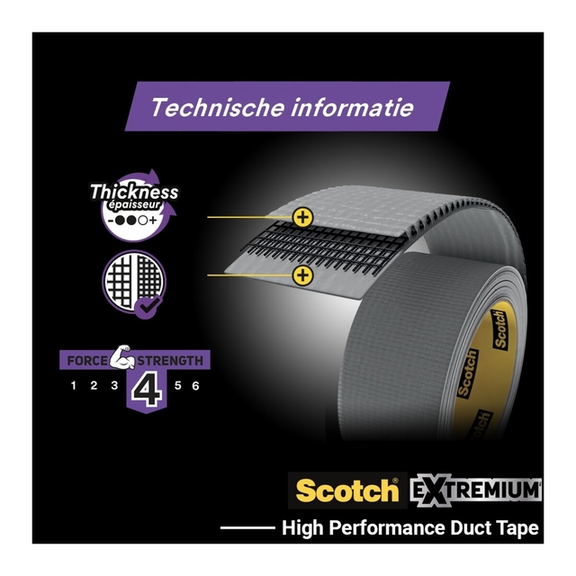 Duct tape Scotch Extremium no residue 18.2mx48mm grijs