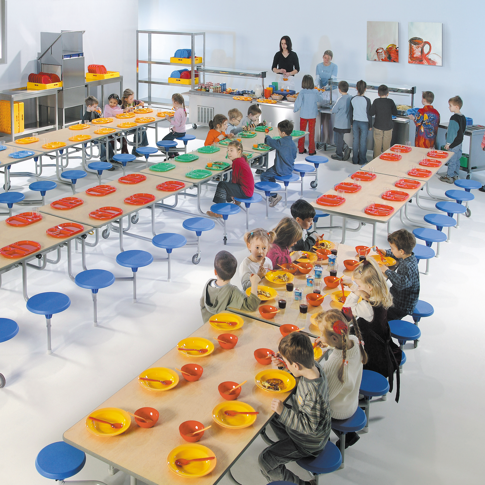 Spaceflex 2.0 klaptafel met geïntegreerde stoelen, laminaat blad, rechthoekig