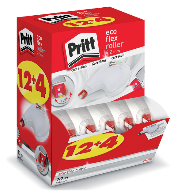 Correctietape Pritt ECO Flex 4.2mmx10m promo pack à 12+4 gratis Correctietape Pritt ECO Flex 4.2mmx10m promo pack à 12+4 gratis