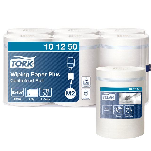 Poetspapier Tork M2 Plus Advanced 2-laags 160m wit 101250 Poetspapier Tork M2 Plus Advanced 2-laags 160m wit 101250