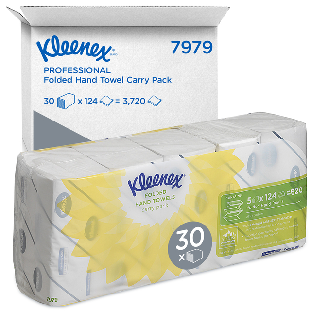Handdoek Kleenex Ultra i-vouw 2-laags 215x315mm 5x124stuks 7979 Handdoek Kleenex Ultra i-vouw 2-laags 215x315mm 5x124stuks 7979