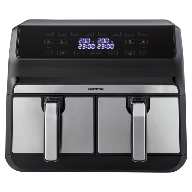 airfryer, twin, roestvrij staal, digitaal, inlaat