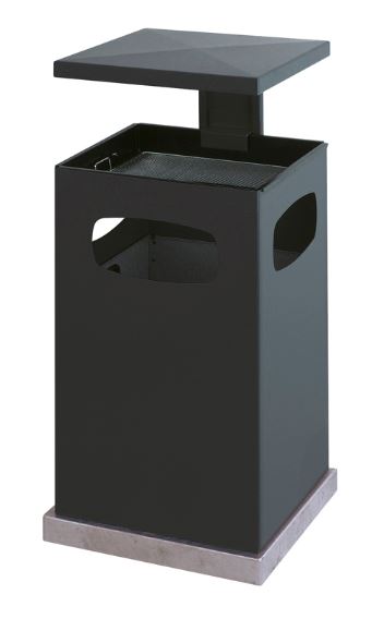 As-Papierbak Staal met afneembaar afdak Zwart 80 liter