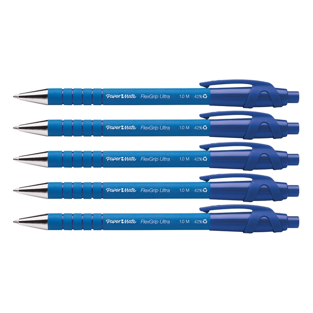 balpen, blauw, kogelgels, vijfstuks, FlexGrip Ultra