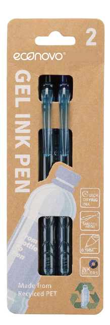 Gelschrijver Econovo 0.7mm blauw en zwart blister à 2 stuks Gelschrijver Econovo 0.7mm blauw en zwart blister à 2 stuks