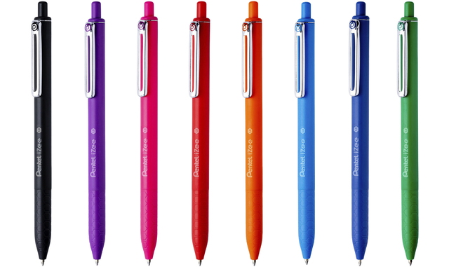 balpen, balpen, retractable, kleurig, clip, knoop