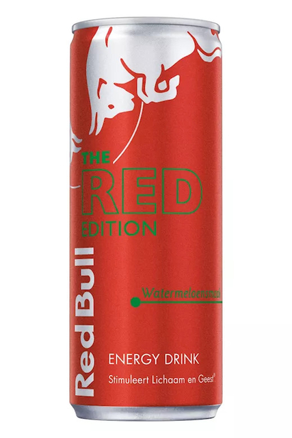 energiedrank, red edition, kan, blik, watermelon-smaken