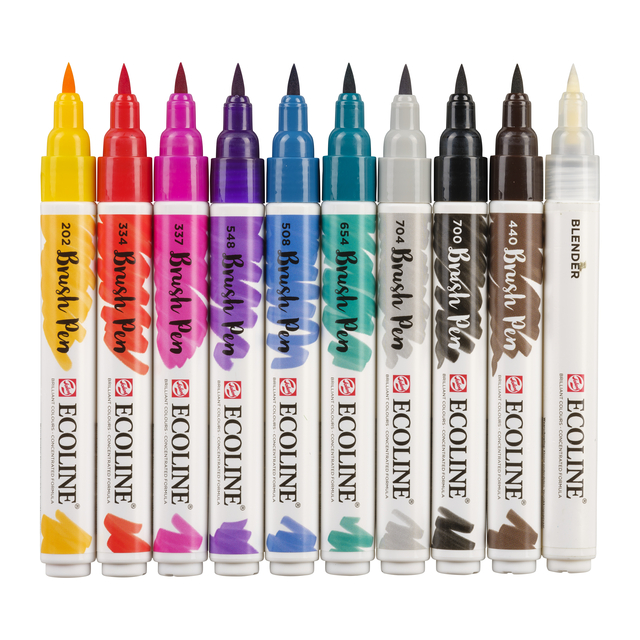 Brushpen Talens Ecoline set à 10 stuks handlettering