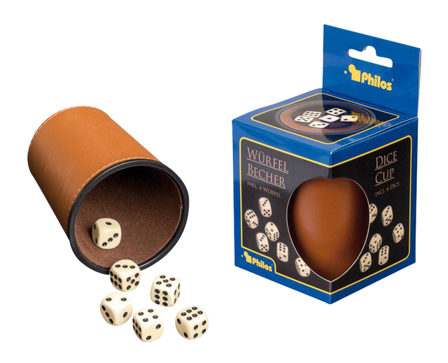 Dobbelbeker Tuckers Fun Factory kunstleer incl 6 dobbelstenen Dobbelbeker Tuckers Fun Factory kunstleer incl 6 dobbelstenen