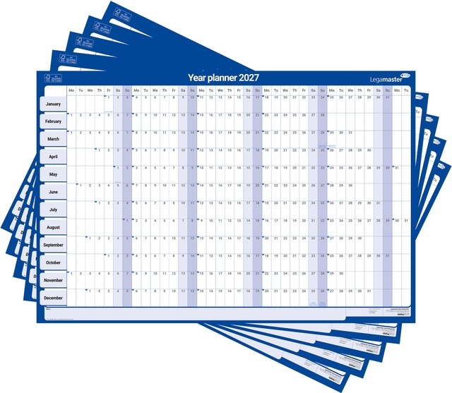 jaarlijkse kalender, 2027 kalender, binde kalender, blue kalender, maandkalender
