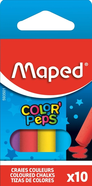 Schoolbordkrijt Maped Color'Peps set á 10 stuks assorti Schoolbordkrijt Maped Color'Peps set á 10 stuks assorti