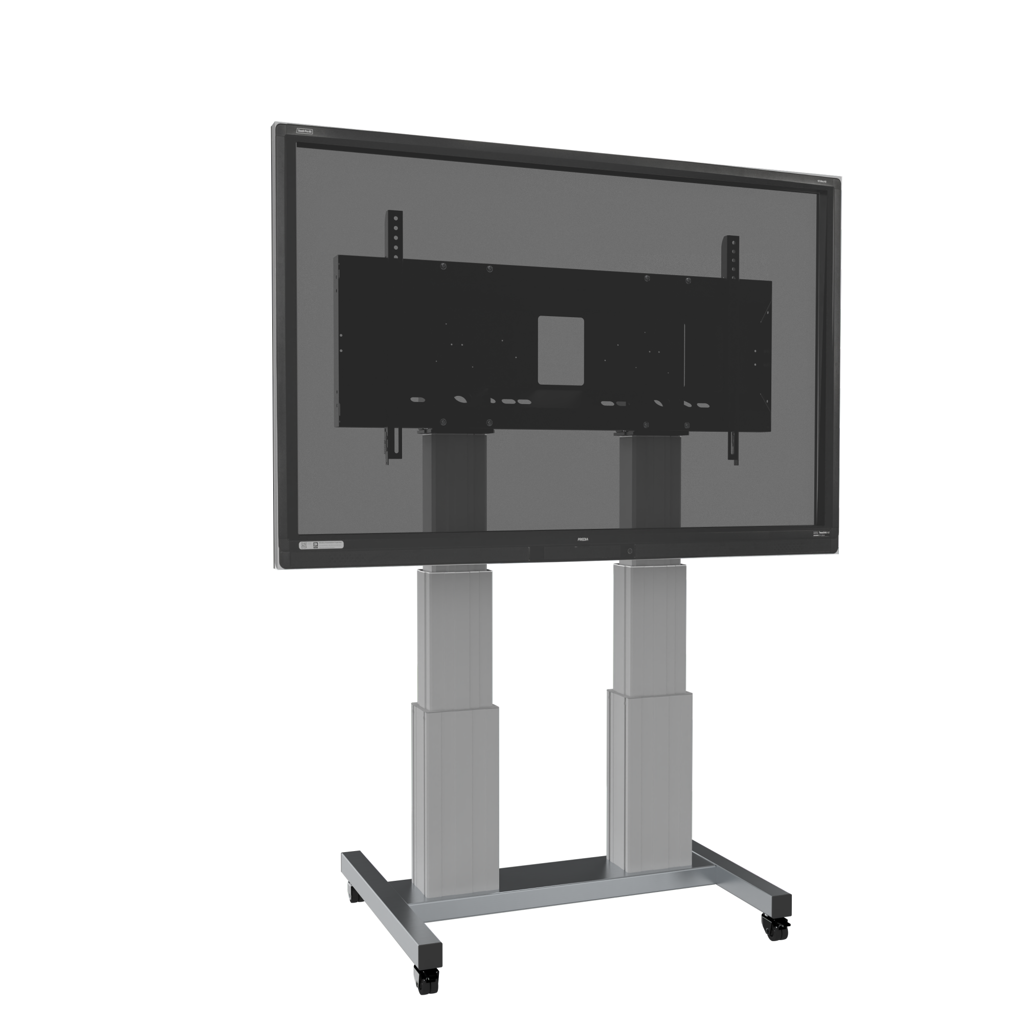 Elektrisch in hoogte verstelbare heavy duty XL tv-trolley, verrijdbaar monitorstatief met 70 cm slag