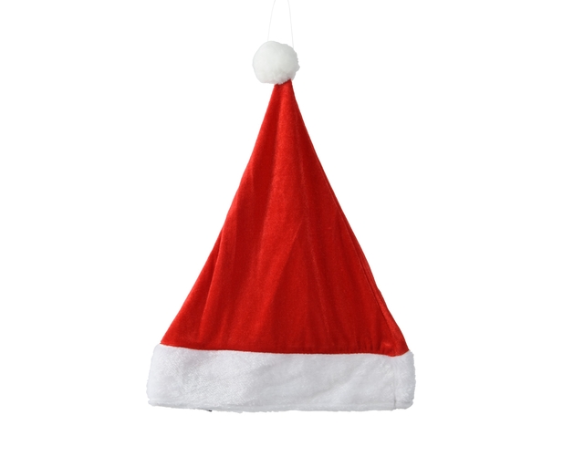 kerstmuts, rode muts, witte pompon, witte rand, fluweel