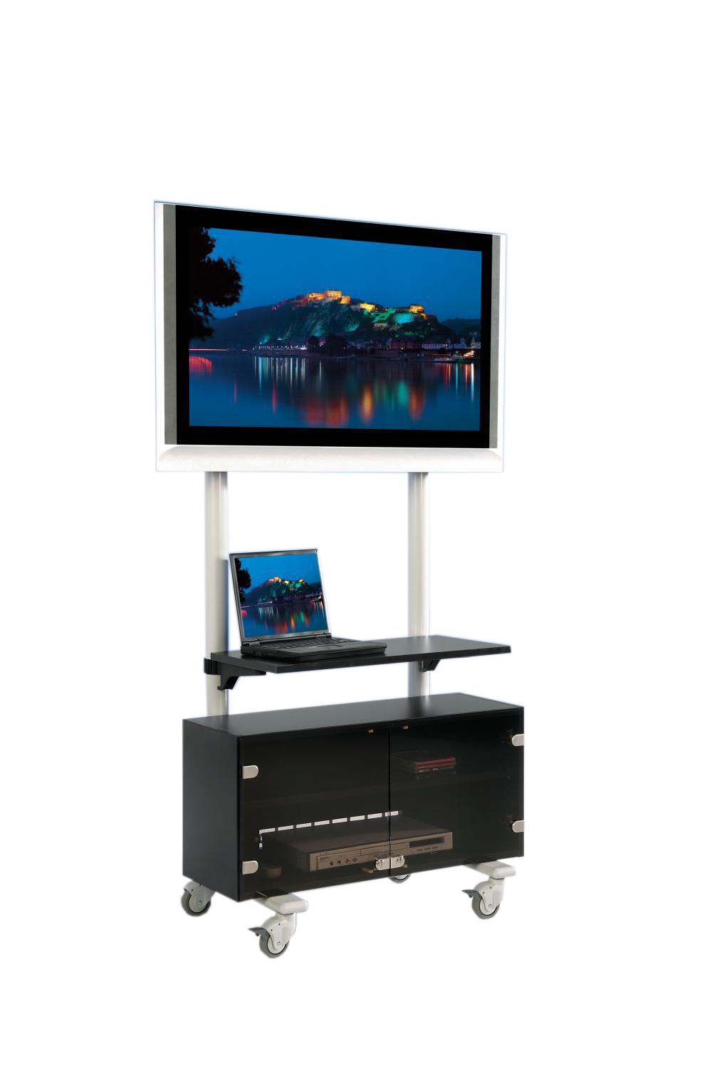 Tv-trolley, tv-rek voor tv' s tot 50 inch met onderkast en plank Tv-trolley, tv-rek voor tv' s tot 50 inch met onderkast en plank