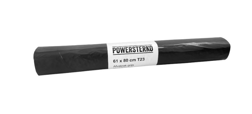 Afvalzak Powersterko HDPE Grijs 61x80cm T23 doos 25x20 st