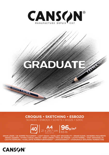 Schetsboek Canson Graduate Croquis A4 96gr 40 vel