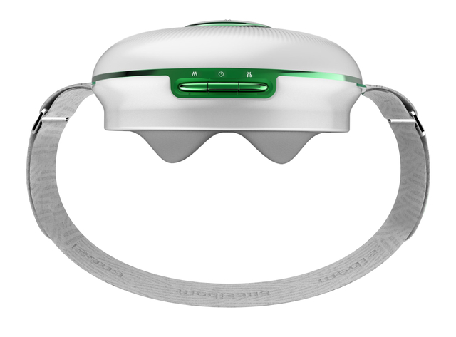 headlamp, adjustable, green accent, white, strap