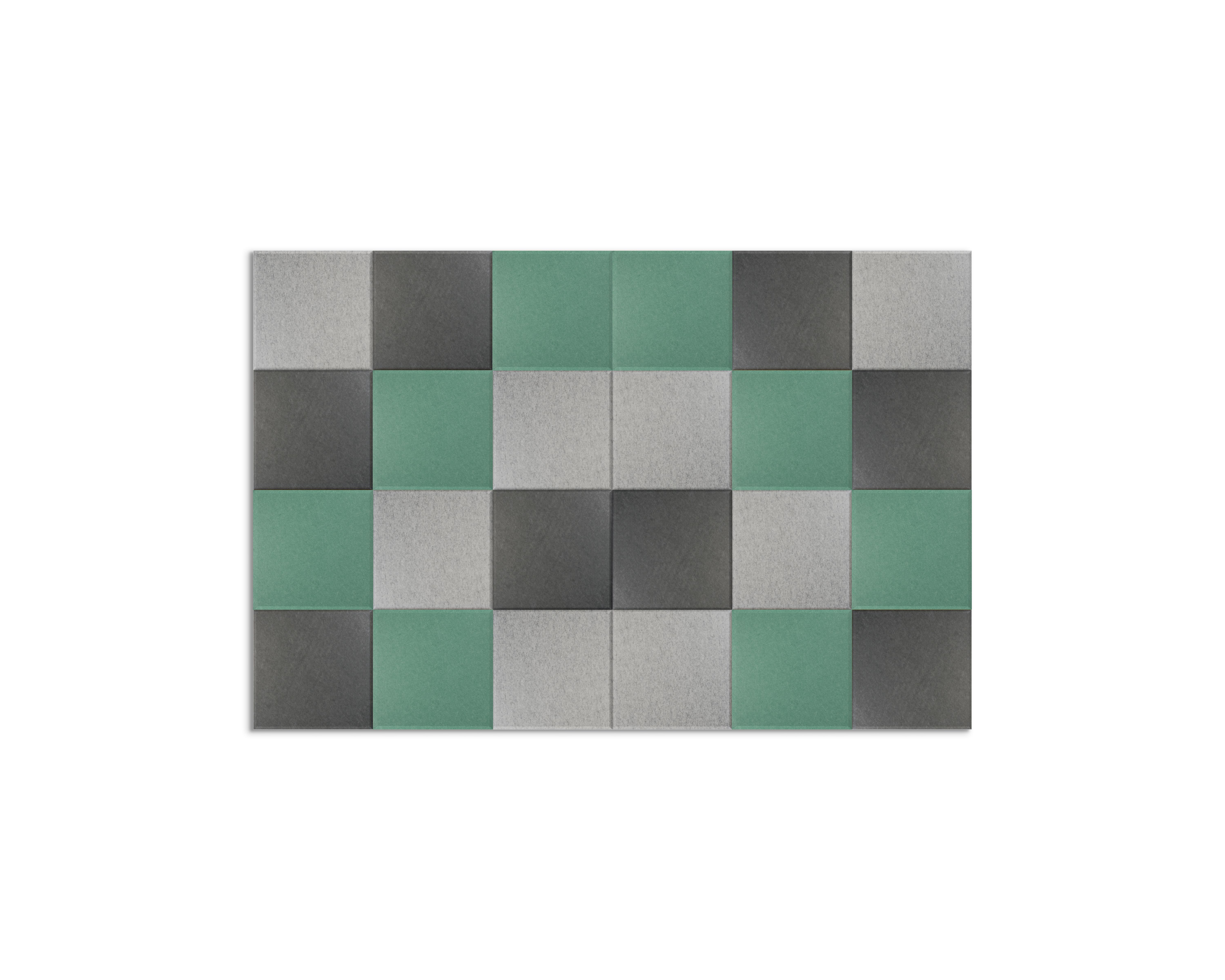 Akoestische PET-vilt wandtegels, set van 24, combi set petrol groen - 30x30 cm
