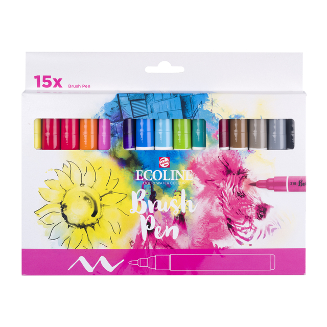 Brushpen Talens Ecoline set à 15 stuks assorti