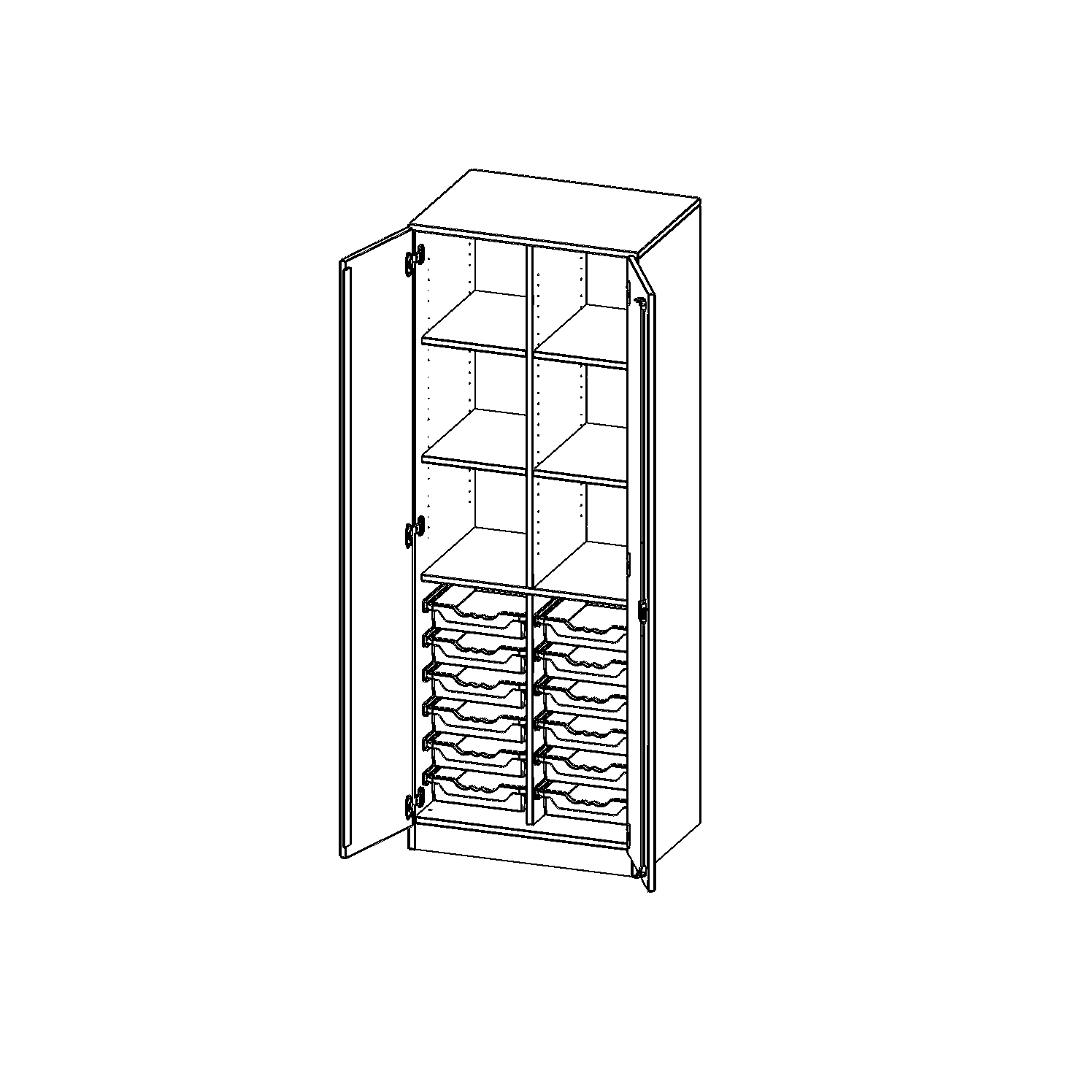 ErgoTray kast, twee rijen, 5 ordnerhoogtes - evo180 serie